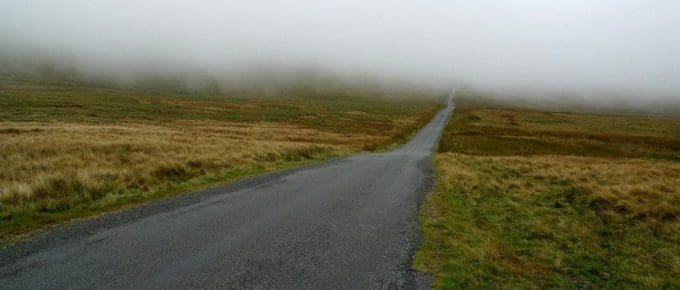 view of road in country with fog