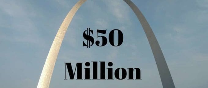 St Louis arch with 50 million milestone