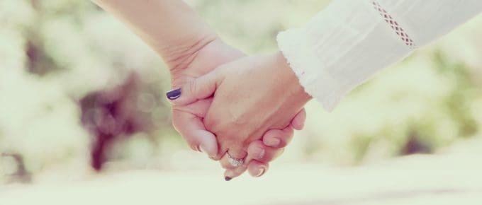 two females hands holding