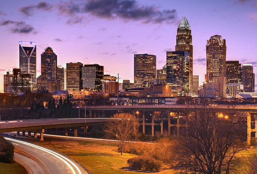 Skyline of Uptown Charlotte, North Carolina.