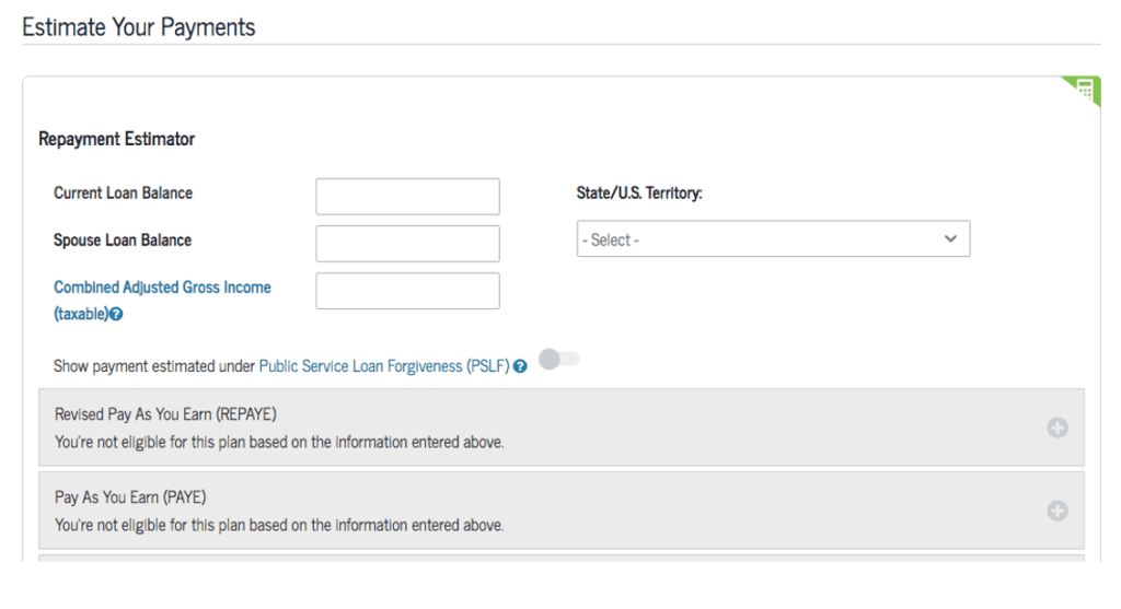 estimate your income driven payments studentaid.gov