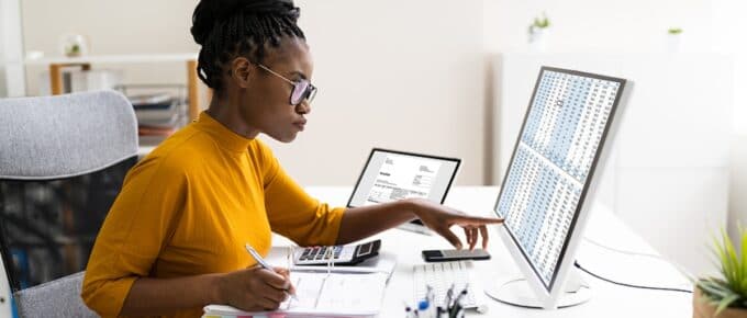 female accountant working at desk