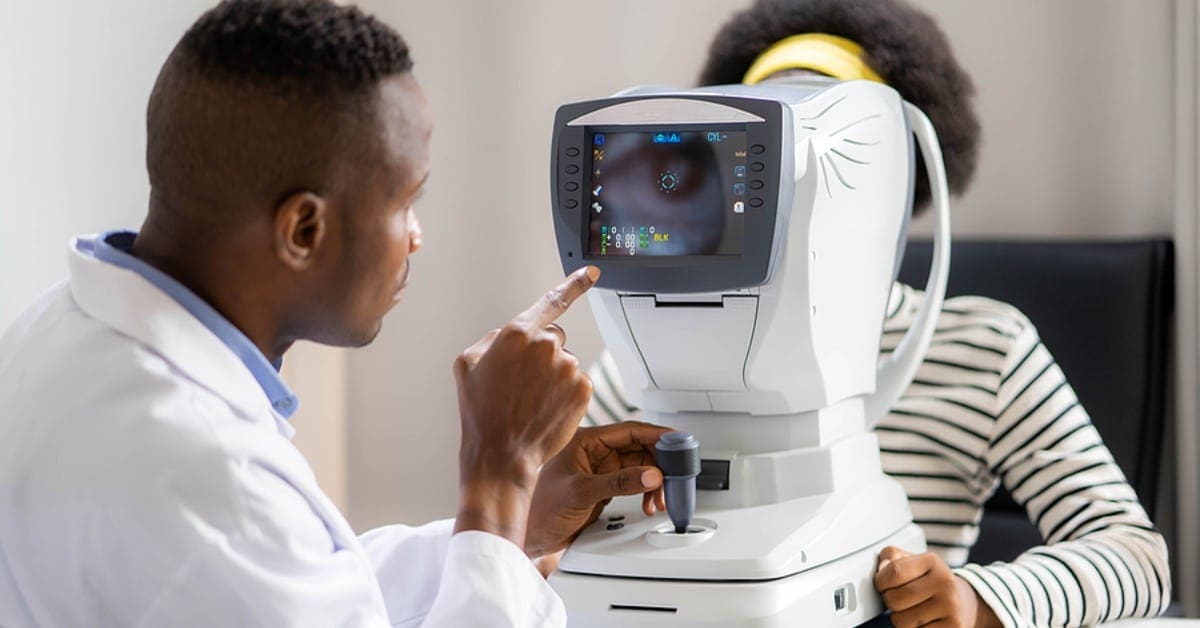 Doctor Conducting an Eye Test on a Patient