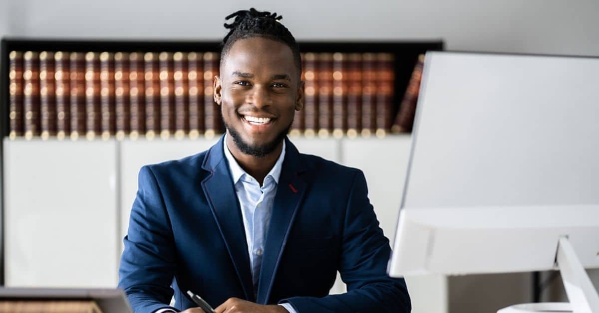 Young African American Attorney Lawyer In Office