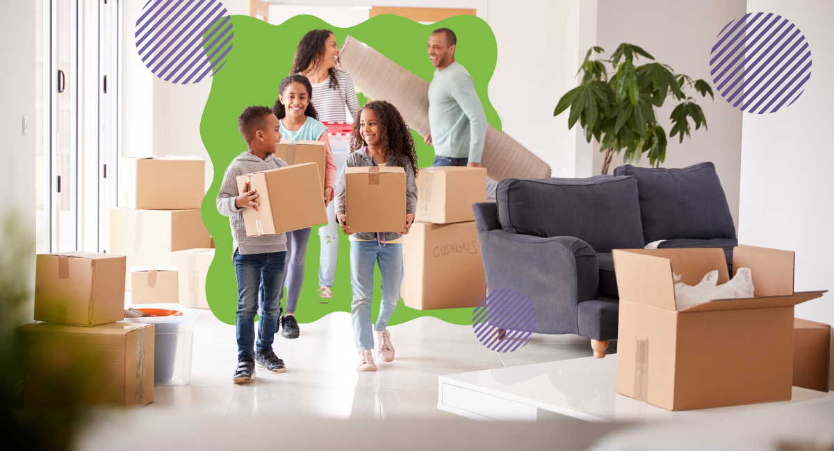 A family moving into a new house.