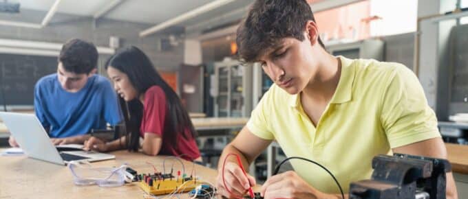 College Student working on engineering project