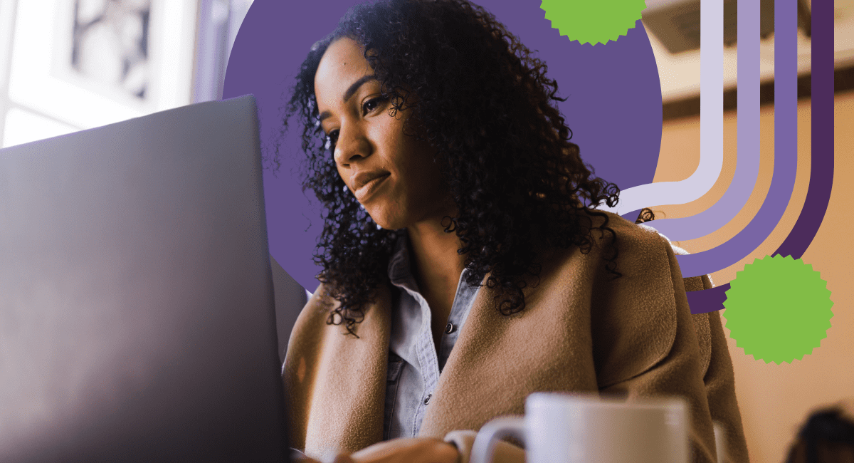 A young woman looking at computer