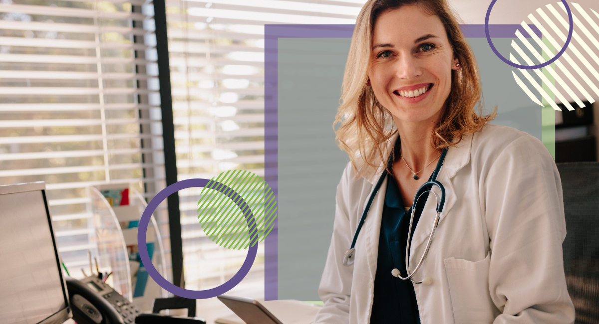 smiling female physician in her office