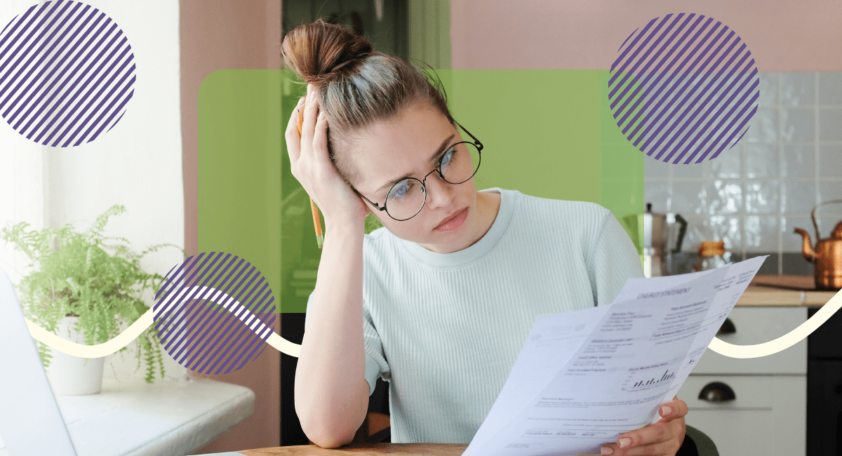 confused female student looking at paper